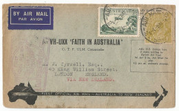 Australia Great Britain Cover To England Via New Zealand First Official Air Mail 1934 - Briefe U. Dokumente
