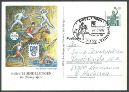 Germany 1992, Sport, Olympic Games, Equestrianism, Horse, Special Postmark - Andere & Zonder Classificatie