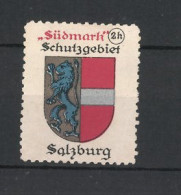 Reklamemarke Salzburg, Stadtwappen, Südmark Schutzgebiet  - Erinnophilie