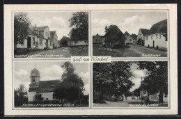 AK Thüssdorf, Gasthof Zur Linde Und Dorfstrasse, Schule, Kirche Und Kriegerdenkmal  - Autres & Non Classés