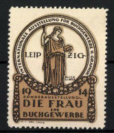 Künstler-Reklamemarke Alice Clarus, Leipzig, Sonderausstellung Die Frau Im Buchgewerbe 1914, Frau Mit Buch  - Erinnophilie