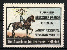 Reklamemarke Berlin, Turnier Deutscher Oferde & Landwirtschaftl. Feburar-Woche, Reichsverband Für Deutsches Halbblut  - Erinnophilie