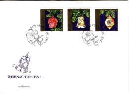 LIECHTENSTEIN MI-NR. 1159-1161 FDC WEIHNACHTEN 1997 CHRISTBAUMSCHMUCK - FDC