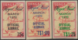 Tonga Official 1970 SGO39-O41 Airmail Royal Visit Set MLH - Tonga (1970-...)
