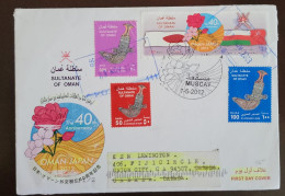 O) 2013 OMAN, DIPLOMATIC RELATIONS OMAN JAPAN, AL-KHANJAR A'SURI, CIRCULATED COVER TO CANADA, REGISTERED - Omán