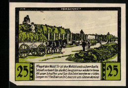 Notgeld Halstenbek /Pinneberg, 25 Pfennig, Wappen, Abholzung An Einer Strasse Mit Fuhrwerken  - [11] Emissions Locales