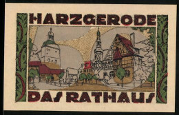 Notgeld Harzgerode 1921, 50 Pfennig, Wappen, Ortspartie M. Rathaus  - [11] Emissions Locales