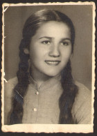 Nice School Teen Girl Long Hair Braids Portrait Old   Photo7x9 Cm # 41247 - Personnes Anonymes