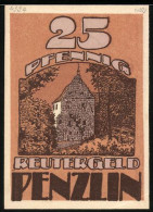 Notgeld Penzlin 1922, 25 Pfennig, Kirche  - Lokale Ausgaben