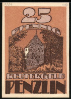 Notgeld Penzlin 1922, 25 Pfennig, Kirche  - [11] Local Banknote Issues