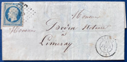 Lettre Napoleon Présidence N°10 25c Bleu Oblitéré PC 414 + Dateur T15 De BLERE Pour LIMERAY TTB - 1852 Louis-Napoléon