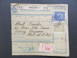 Postbegleitadresse Baden B. Wien  - Verseg 1918   /// D*59536 - Covers & Documents