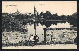 AK Geringswalde, Teichpartie Mit Kirche Und Kindern  - Otros & Sin Clasificación