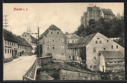 AK Nossen, Strassenpartie Mit Blick Zum Schloss  - Nossen