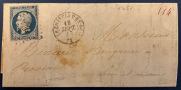 Lettre Napoleon Présidence N°10 25c Bleu Oblitéré PC 802 + Dateur T15 De CHATELET EN BRIE Pour PROVINS TTB - 1852 Luigi-Napoleone