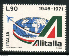 Alitalia Lire 90 Varietà Stampa Del Verde Spostata In Alto - Varietà E Curiosità