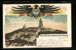 Lithographie Kyffhäuser, Panorama Mit Kaiser Wilhelm-Denkmal, Preussischer Adler  - Autres & Non Classés