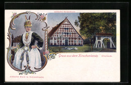 Lithographie Altenlande, Altländer Bauernhaus, Altländer Braut In Nationaltracht  - Autres & Non Classés