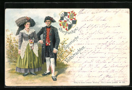 Lithographie Bayerische Volkstrachten, Paar Aus Oberfranken  - Costumes