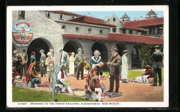 AK Albuquerque, Entrance To The Indian Building, Eingang Zum Indianischen Gebäude  - Indiaans (Noord-Amerikaans)