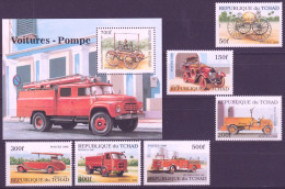 F-EX50307 CHAD TCHAD MNH 1998 OLD FIREMAN FIREFIGHTERS CAR AUTOMOVIL AUTO.  - Coches