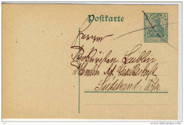 Postkarte, Ganzsache,  1914, Gelaufen,  Handentwertung - Storia Postale