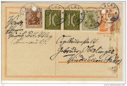 Postkarte, Ganzsache, M. Papierpreiszuschlag 5 Pf + 10 Pf Paar, Mi# 178, Zusatzfrankatur, Gel. 18.5.1922 V. Altley - Covers & Documents