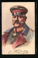 Künstler-AK General Paul Von Hindenburg In Uniform Mit Pour Le Merite  - Personnages Historiques