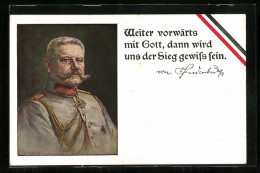 AK Portrait Paul Von Hindenburg Mit Zitat  - Personajes Históricos