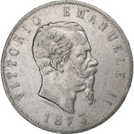 Italie, Vittorio Emanuele II, 5 Lire, 1873, Milan, Argent, TB, KM:8.3 - 1861-1878 : Victor Emmanuel II