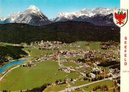 73944200 Seefeld_Tirol Fliegeraufnahme Mit Badesee Hohe Munde Und Zugspitze - Autres & Non Classés