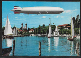 Germany. Friedrichshafen Am Bodensee. Luftschiff Hindenburg Mit Schlosskirche Und Yac.  Illustrated View Posted Postcard - Lindau A. Bodensee