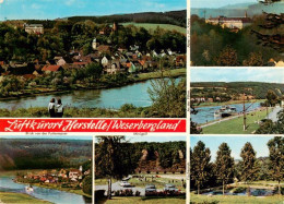 73944010 Herstelle_Weser Panorama Schloss Fahrgastschiff Parkanlagen - Beverungen