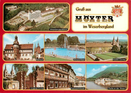 73944003 Hoexter_Weser Weserbergland-Klinik Luftaufnahme Rathaus Freibad Kloster - Hoexter