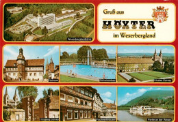 73943996 Hoexter_Weser Weserbergland-Klinik Luftaufnahme Rathaus Freibad Kloster - Höxter