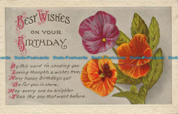 R037084 Greetings. Best Wishes On Your Birthday. Flowers. Floral. 1923 - Monde