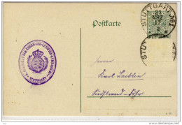 Postkarte, Ganzsache - Amtlicher Verkehr, Gel. V. Eberhard-Ludwigs-Gymnasium Stuttgart .... - Entiers Postaux