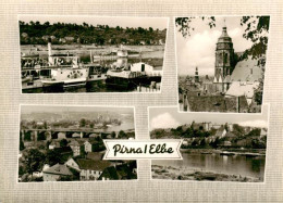 73902342 Pirna Elbe Dampfer Kirche Panorama Elbepartie  - Pirna