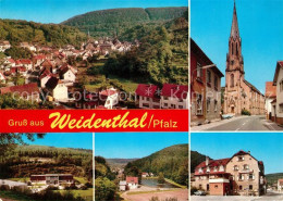 73251088 Weidenthal Pfalz Panorama Kirche Teich Gasthaus Weidenthal Pfalz - Sonstige & Ohne Zuordnung