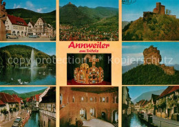 73249906 Annweiler Trifels Marktplatz Stadtblick Burg Schwanenteich Ruine Kanal  - Autres & Non Classés