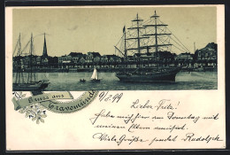 Lithographie Travemünde, Uferpartie Mit Segelschiff  - Luebeck-Travemuende