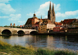 73248953 Regensburg Panorama Mit Dom Donaubruecke Regensburg - Regensburg