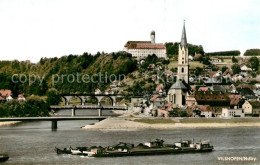 73248892 Vilshofen Donau Frachtkahn Donaubruecken Kirche Schloss Vilshofen Donau - Vilshofen