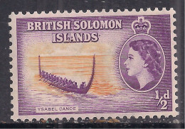 British Solomon Islands 1956 - 63 QE2 1/2d Ysabel Canoe MM SG 82 ( H451 ) - Iles Salomon (...-1978)