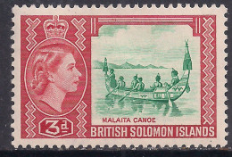 British Solomon Islands 1956 - 63 QE2 3d Canoe House MM SG 87 ( G1495 ) - British Solomon Islands (...-1978)