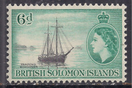 British Solomon Islands 1956 - 63 QE2 6d Schooner MM SG 89 ( G1107 ) - Iles Salomon (...-1978)