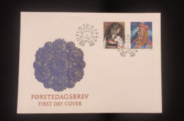 C) 1989 NORWAY FDC NORWEGIAN ART DOUBLE STAMP. XF - Norvège