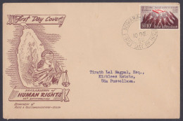 Sri Lanka Ceylon 1958 FDC Declaration Of Human Rights, First Day Cover - Sri Lanka (Ceylan) (1948-...)