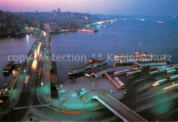 73732172 Istanbul Constantinopel Fliegeraufnahme Galata-Bruecke Bei Nacht Istanb - Turkey