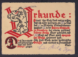 Ansichtskarte Reklame Bären Schänke Zu Dresden Urkunde über 77 Geleerte Gläser - Werbepostkarten